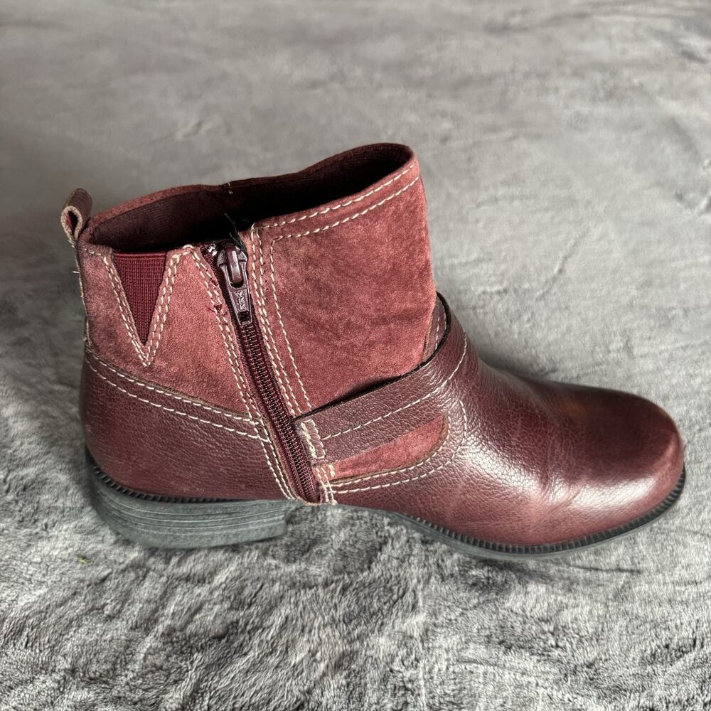 Earth Origins Boots Womens Sz 10 Burgundy Suede Paris Ankle Side Zip Block Heel - Picture 4 of 10
